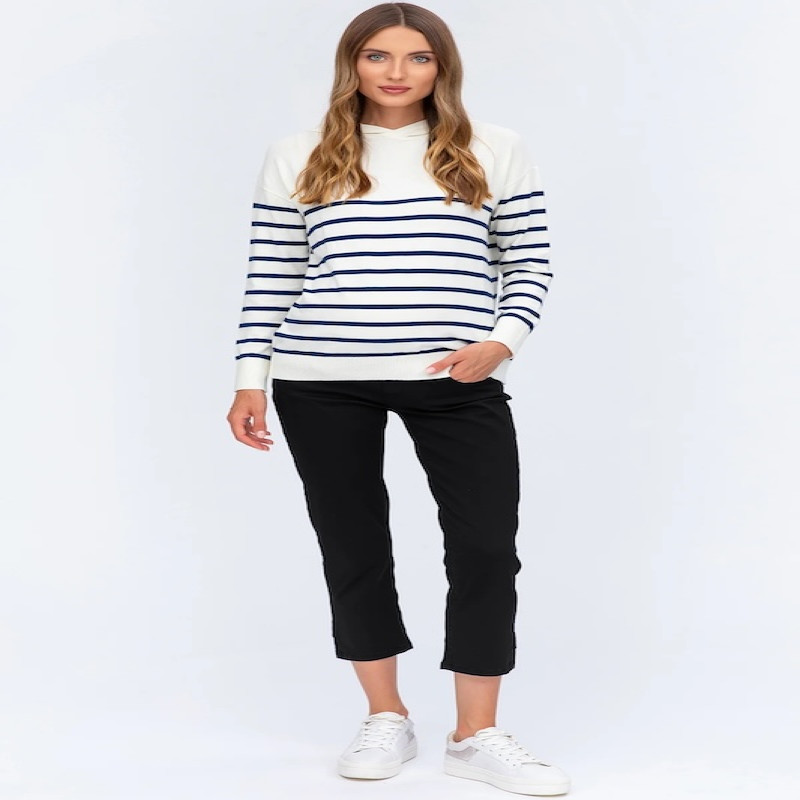 Made in Italy BLACK CAPRI Black Maternity Pants in Stretch Cotton